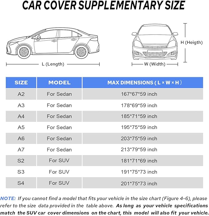 10-Layer Car Cover Waterproof All Weather for Automobiles, Universal Fit for BMW 3/5 Series, Ford Mustang, Honda Accord/Civic, Toyota Camry, Sedan 179"-185" L, Size A4 (See Size Chart)