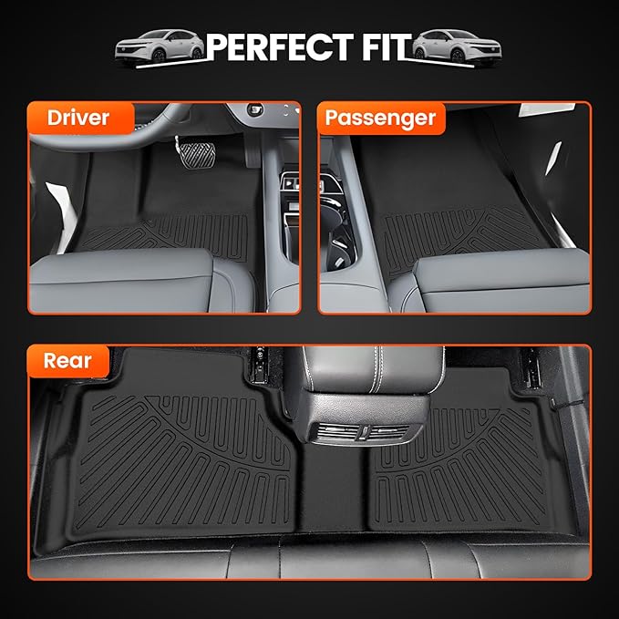 KMF Custom Fit Floor Mats for Nissan Murano 2025 Accessories, All Weather 3D TPE Waterproof Car Floor Liners - Front & Rear 2 Row, Anti-Slip Deep Grooves Car Mats Full Set