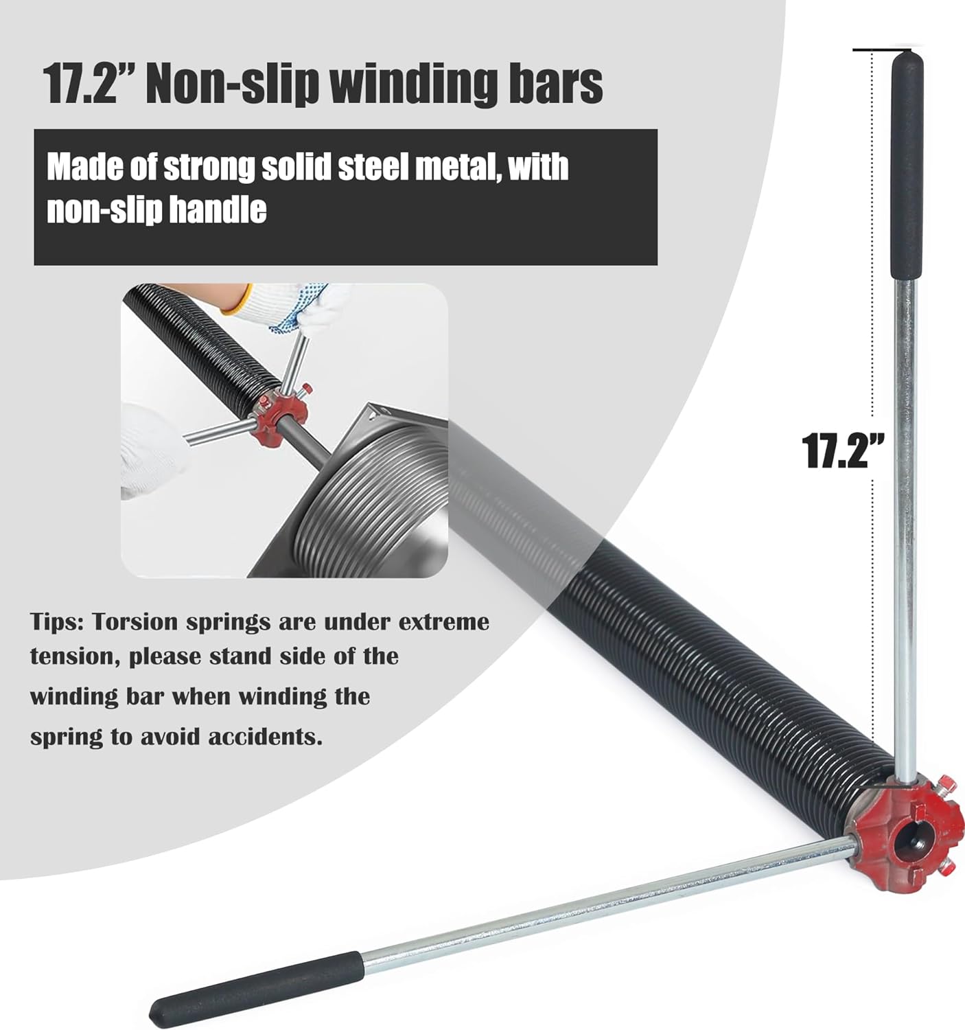 Garage Door Torsion Spring Set, Pair of 2" Electrophoresis Coated Garage Door Spring Replacement with 2 Non-Slip Winding Bars and Bearing, Minimum 16000 Cycles (.250x2x31")
