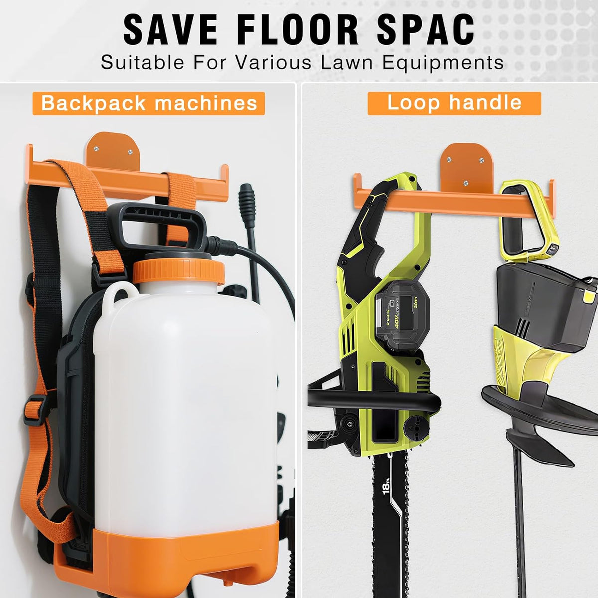 Backpack Leaf Blower Hanger, Backpack Sprayer Wall Mount, Lawn Care Accessories, Garage Storage, Weed Eater Hanger Garage Organization Storage, 2 Pack