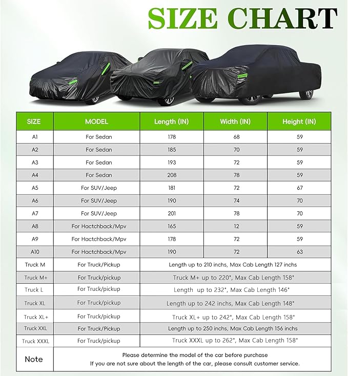 KouKou Car Cover Waterproof All Weather, 7 Layers Outdoor Car Covers for Automobiles, Universal Fit for BMW 5 Series 535i 530i 528i, Lincoln MKZ, Dodge Charger, ect. (Length 194-208 inch)