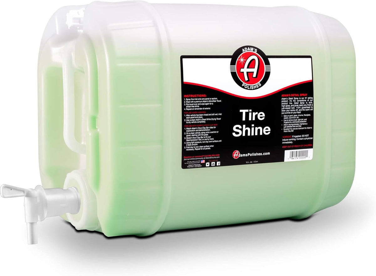 Adam's Polishes Tire Shine 5 Gal - Spray Tire Dressing W/ SiO2 For Non Greasy Car Detailing | Use W/Tire Applicator After Tire & Wheel Cleaner | Tire Ceramic Coating Car Wax Like Tire Protection