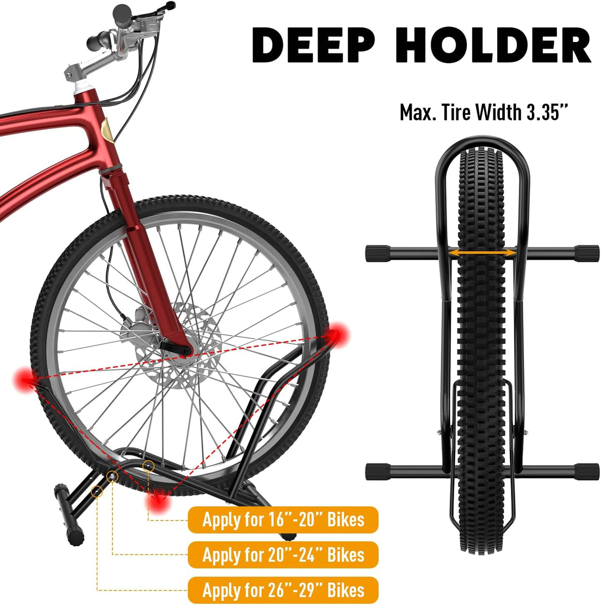 UNITEDPOWER Bike Floor Stand, Adjustable Freestanding Bicycle Storage Parking Rack for Indoor, Outdoor 16''-29" Wheel Stand