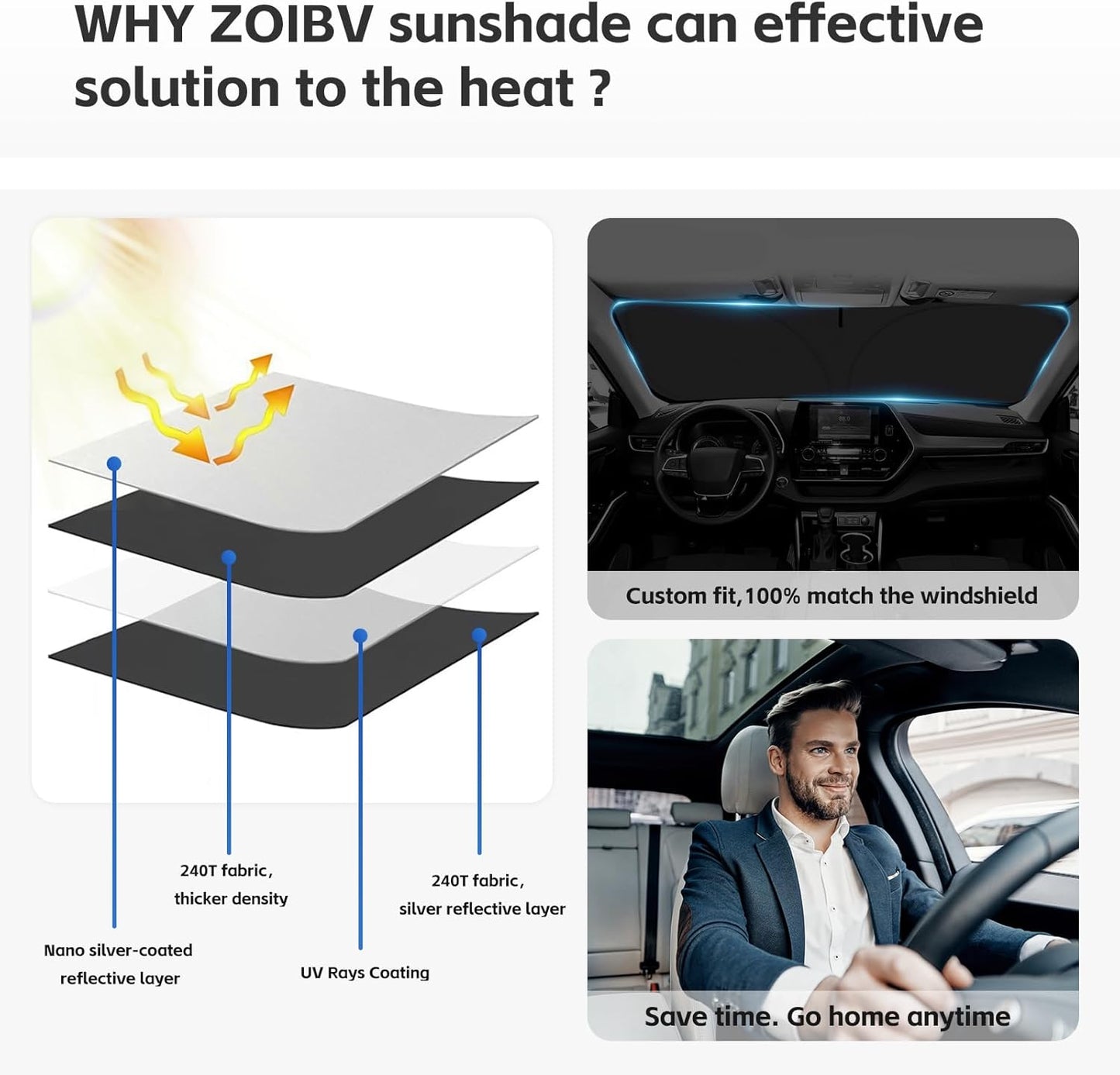 Sun Shade Sunshade for Lexus RX 2016-2022 Windshield Cover, 4-Layer Front Window Shade Custom fit RX 350, RX 350 F Sport, RX 350L Sun Visor 240T Shade Blocks UV Rays Car Accessories