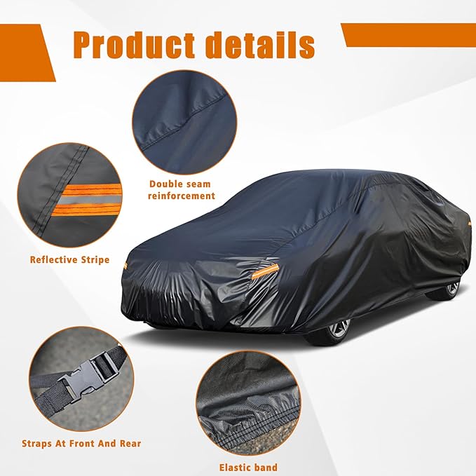Kayme 7 Layers Car Cover Custom Fit for BMW 6 Series 640i 650i / 8 Series (2003-2025) Waterproof All Weather for Automobiles, Outdoor Full Cover Rain Sun UV Protection.Black