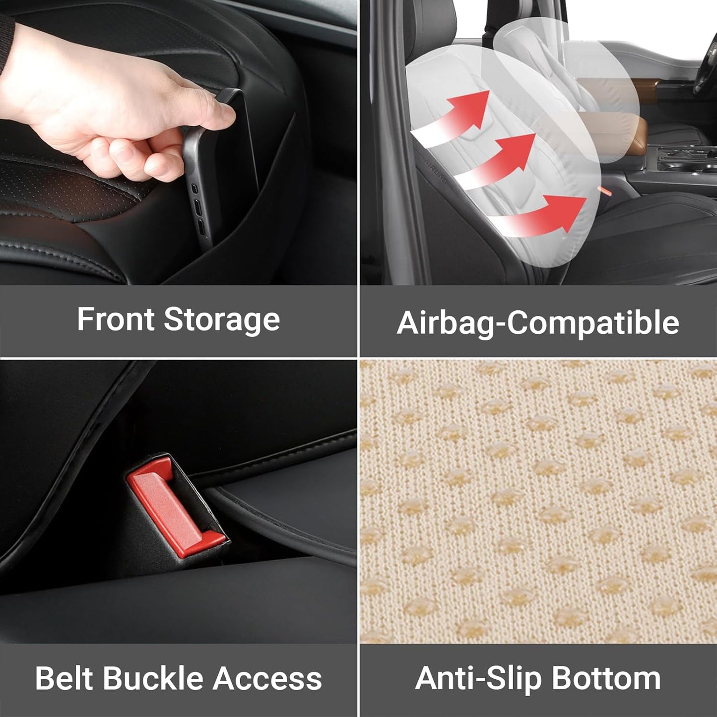 Coverland Custom Car Seat Covers Compatible with 2007-2013 Tundra Double Cab - Premium Leather Non-Slip Memory Foam Waterproof Cover Interior Protector Full Set-Black [See Size Chart-Size X134]