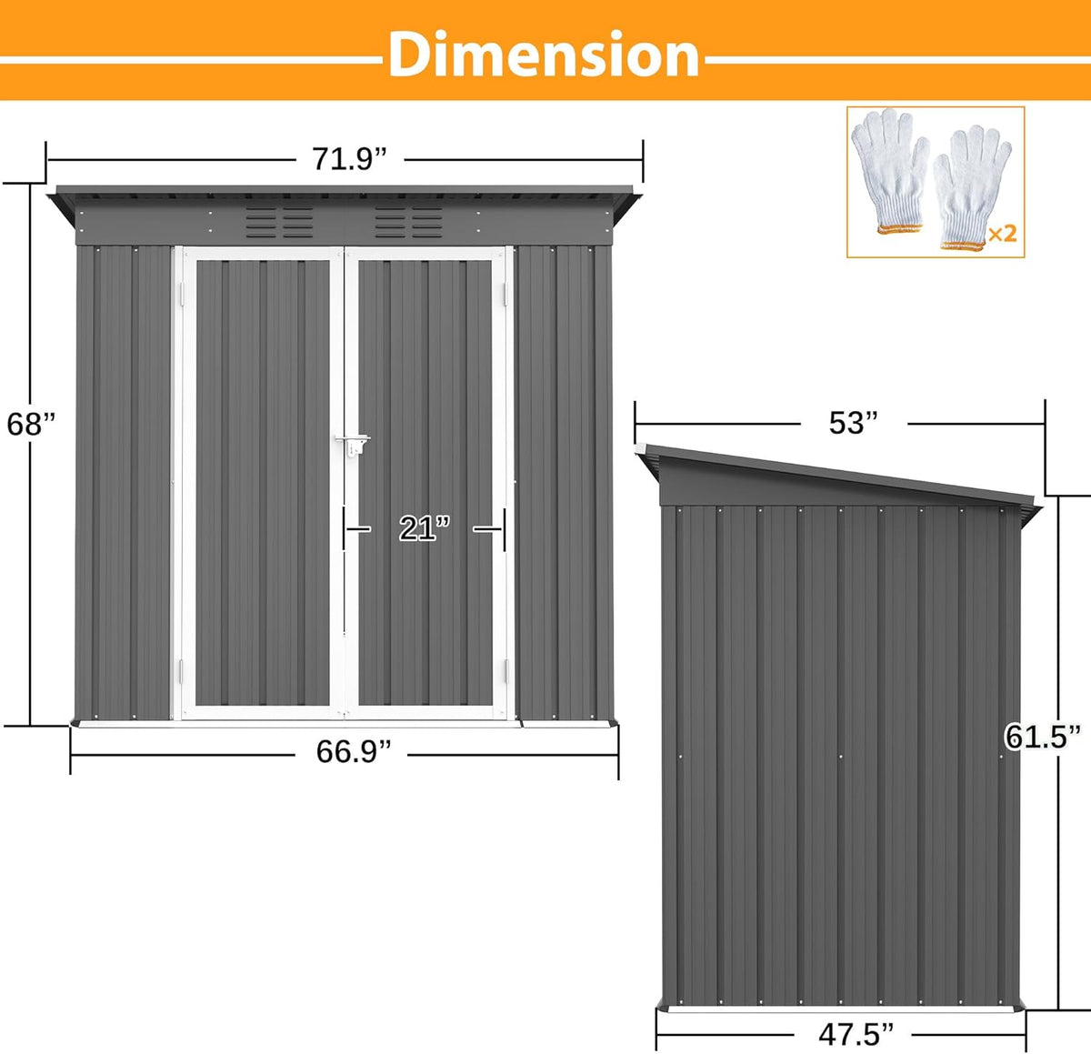 4'x6' Metal Shed Outdoor Storage Shed,Metal Steel Utility Tool Shed Storage House with Double Lockable Doors and Air Vent for Backyard Garden Patio Lawn Gray