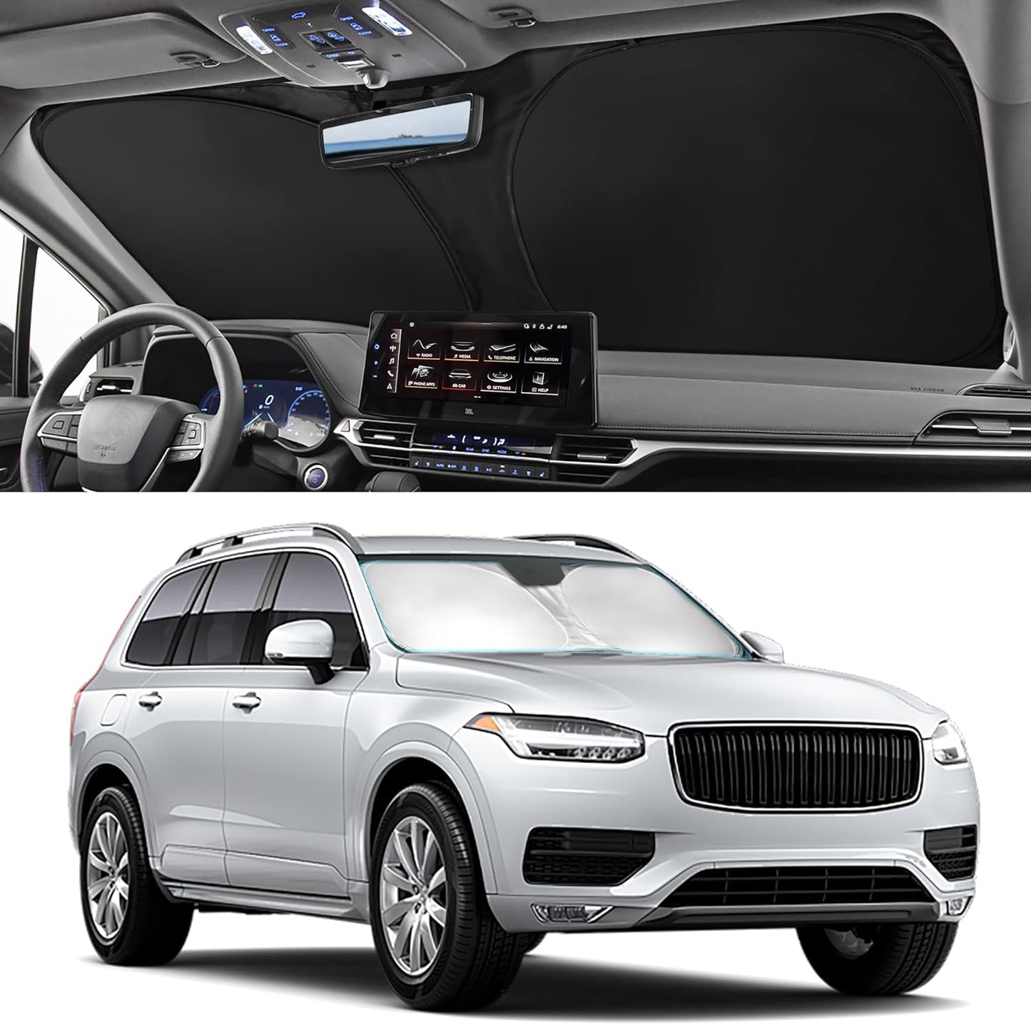 Car Windshield Sun Shade Sunshade Compatible with Genesis GV80 2025 2024-2021 Accessories, Foldable Car Front Window Sun Shield Visor