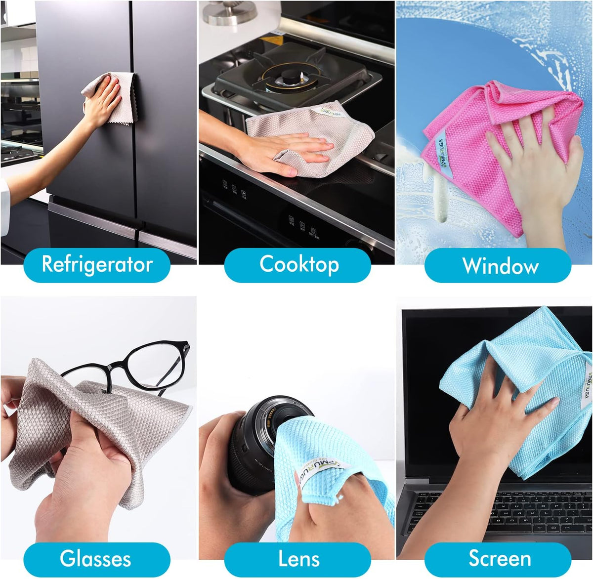 Streak Free Window Cleaning Cloth Miracle Microfiber Cloths for Glass,Kitchen,Counter,Mirror Lint Free Dish Drying Cloths Glass Polishing Rag,All-Purpose,Reusable,Fish Scale Nanoscale towel Pack of 12