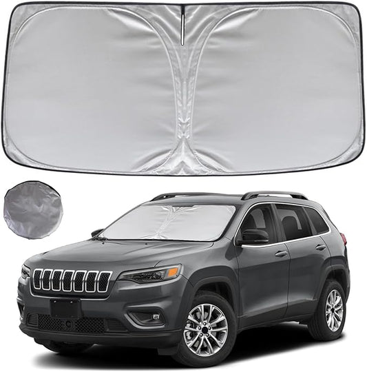 KAYZT Windshield Sun Shade for 2014-2023 Jeep Cherokee (Not for Jeep Grand Cherokee) SUV Foldable Sunshade Front Window Custom Fit Car Accessories