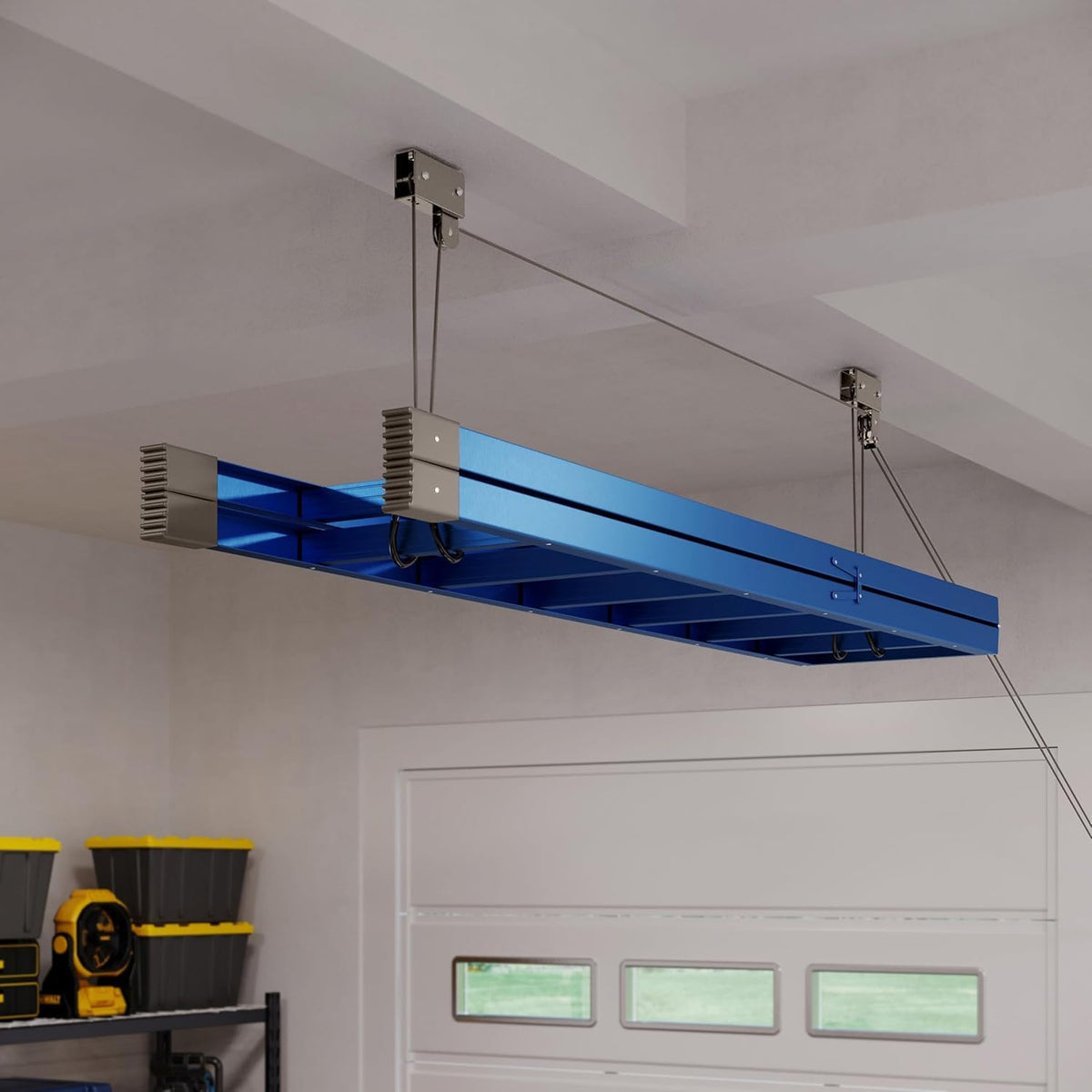 RAD Sportz Kayak Storage Hoist - Overhead Pulley System with 125lb Capacity for Canoes, Bikes, Ladders, and More for Ceilings up to 12ft (Gray)