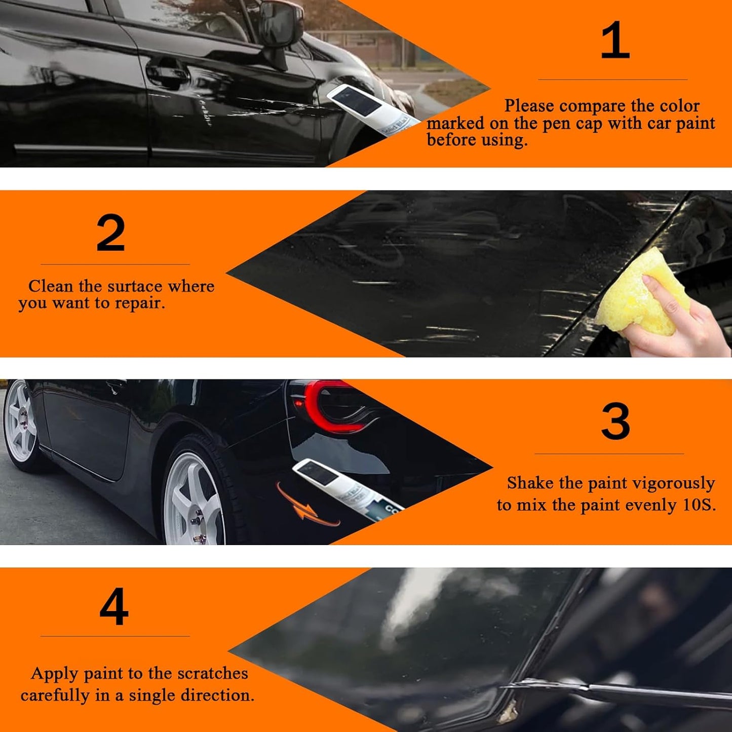 Crystal Black Silicae(D4S) Touch Up Paint Compatible with SUBARU, Car Paint Pen Scratch Repair Two-In-One Touch Up Paint, Premium Car Scratch Remover for Deep Scratches