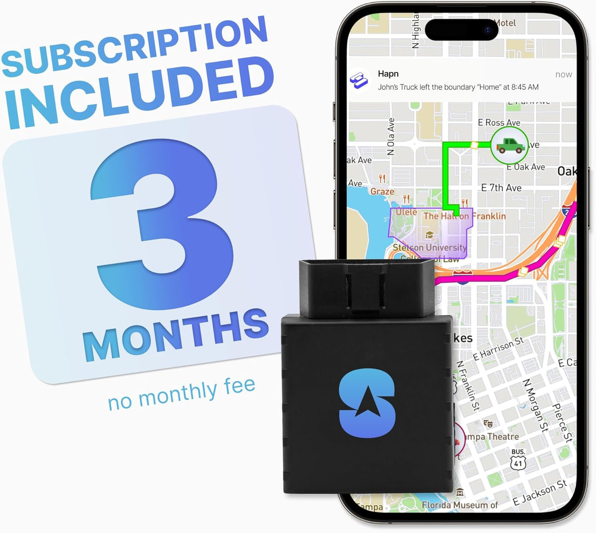 Spy Tec Plug-in GPS Car Tracker w/ 3 Month Service, No Fees, GPS Tracking for Vehicles, Trucks, & Family Safety, Easy Installation, Speed Monitoring, Location History, USA & Worldwide Tracking