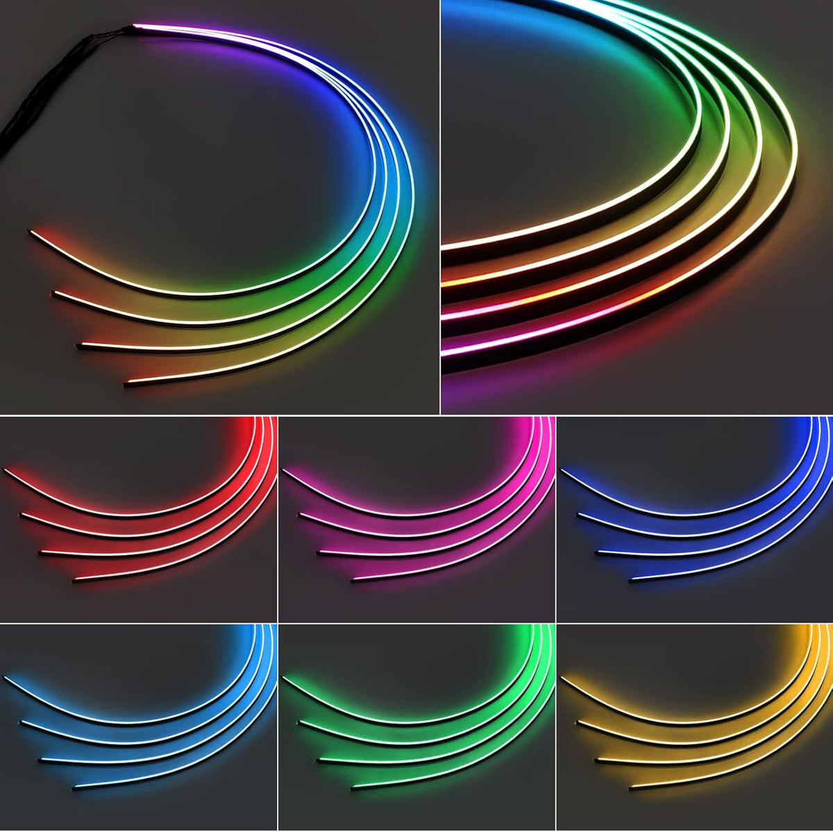 Dreamcolor Acrylic Interior Car LED Strip Light 14-inch, which fit for dreamcolor Main Controller Connects and sub-Controller kit (not Including), Not Applicable dreamcolor 5 in 1(Single Controller)