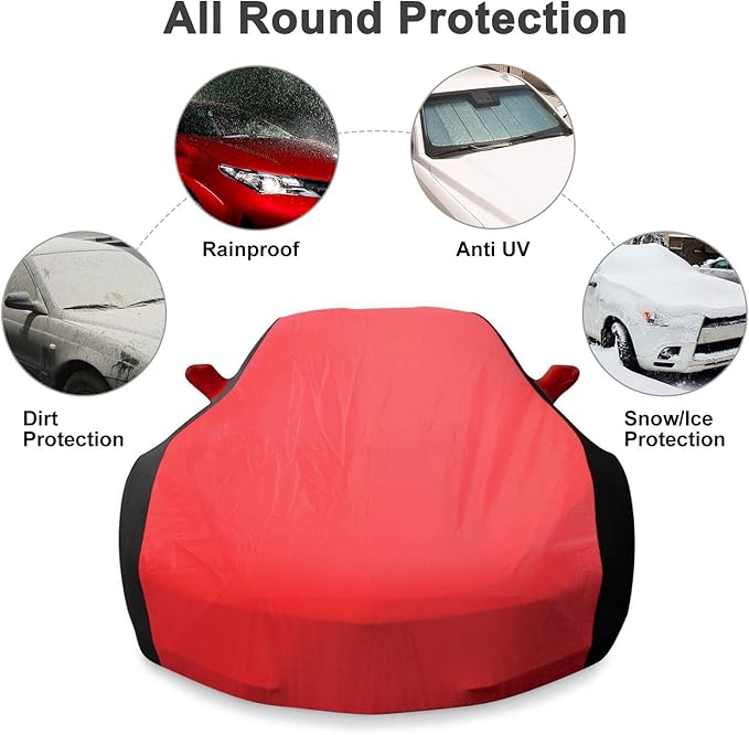 KAKIT Waterproof Car Cover Custom Fit for 2005-2013 C6 Stingray, UV Resistant Fade-Proof Cover for Chevy Corvette, Indoor & Outdoor Use (Red & Black Combo)