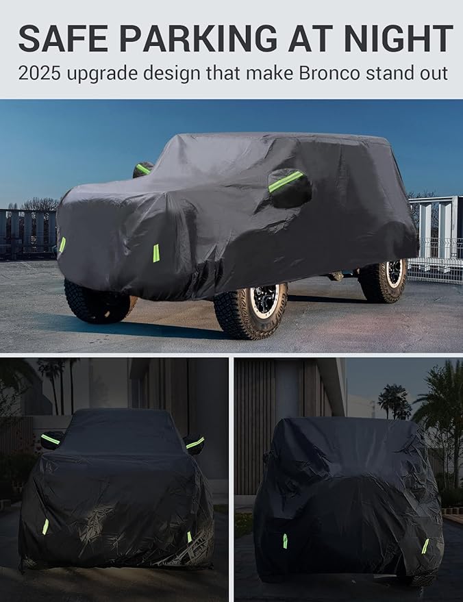 Proadsy Upgrade Car Cover Compatible with Ford Bronco 2 Door 2021-2024 2025 Windproof All Weather Waterproof Sun Rain UV Dust Snow Protection Outdoor Covers
