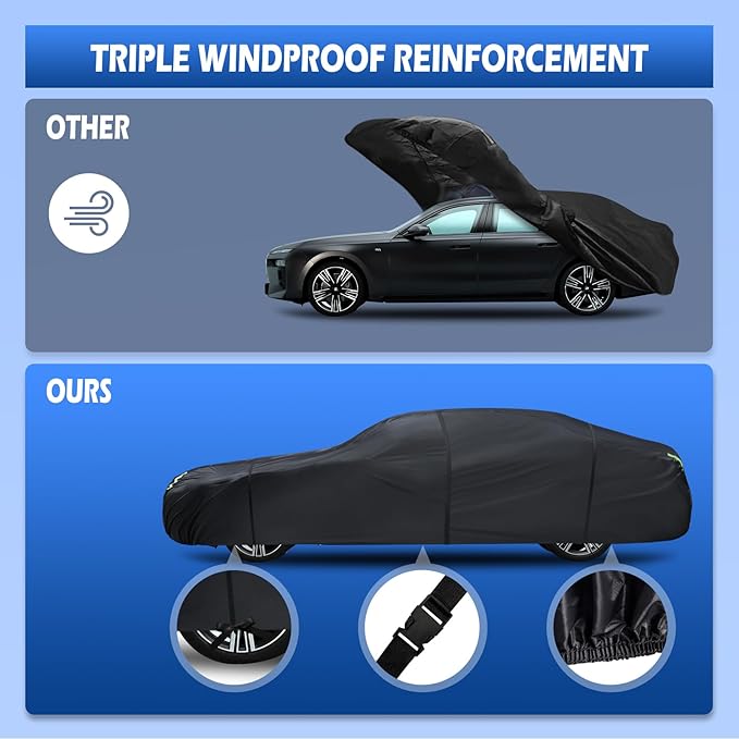Migaven 6 Layers Car Cover Custom Fit for Toyota Corolla 2000-2023, Honda Civic 1991-2023, Waterproof Full Exterior Cover Rain Sun Protection with Door Zipper