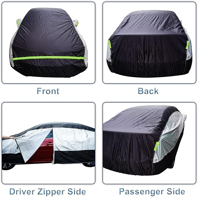 Universal Sedan Car Cover Fit for Toyota Corolla, Honda Civic, Nissan Sentra, Ford Focus, Chevy Cruze,Waterproof All Weather Anti-UV Windproof Snow Protection - Up to 193''(L)