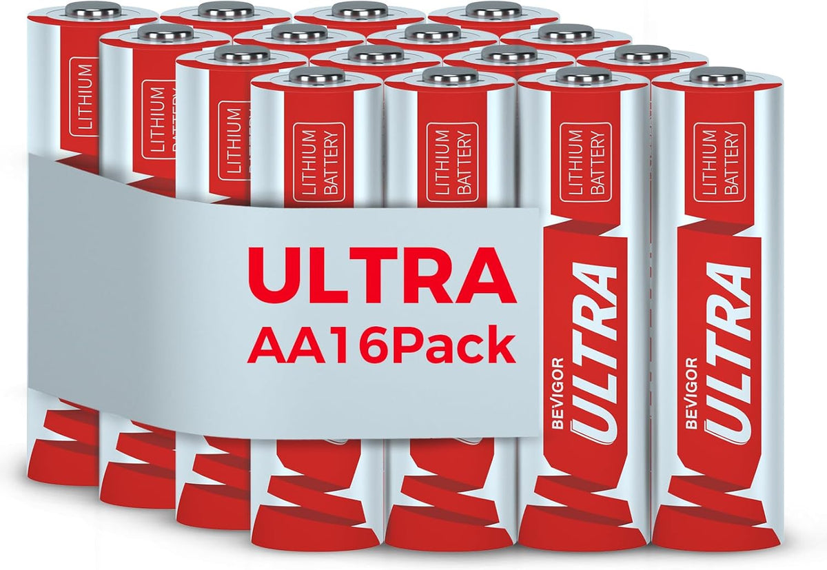 BEVIGOR Lithium Batteries AA, AA Batteries 16Pack, 3500mAh 1.5V AA Lithium Battery, Double A Battery, Longer Lasting AA Batteries for Trail Camera, Flashlight, Toys, Remote Control【Non-Rechargeable】