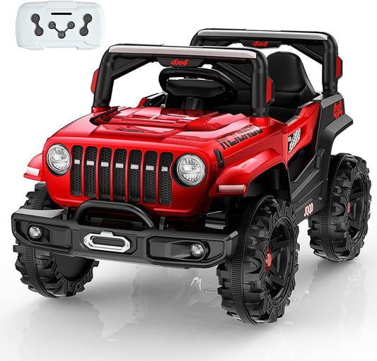 SEALIGHT 12V Kids Ride On Car Truck w/Parent Remote Control, 4 * 380W Motors, 3 Speeds, Emergency Braking, LED Lights, Music & Horn, Kids Electric Vehicles Toddler Electric Car for Girl Boy Gift