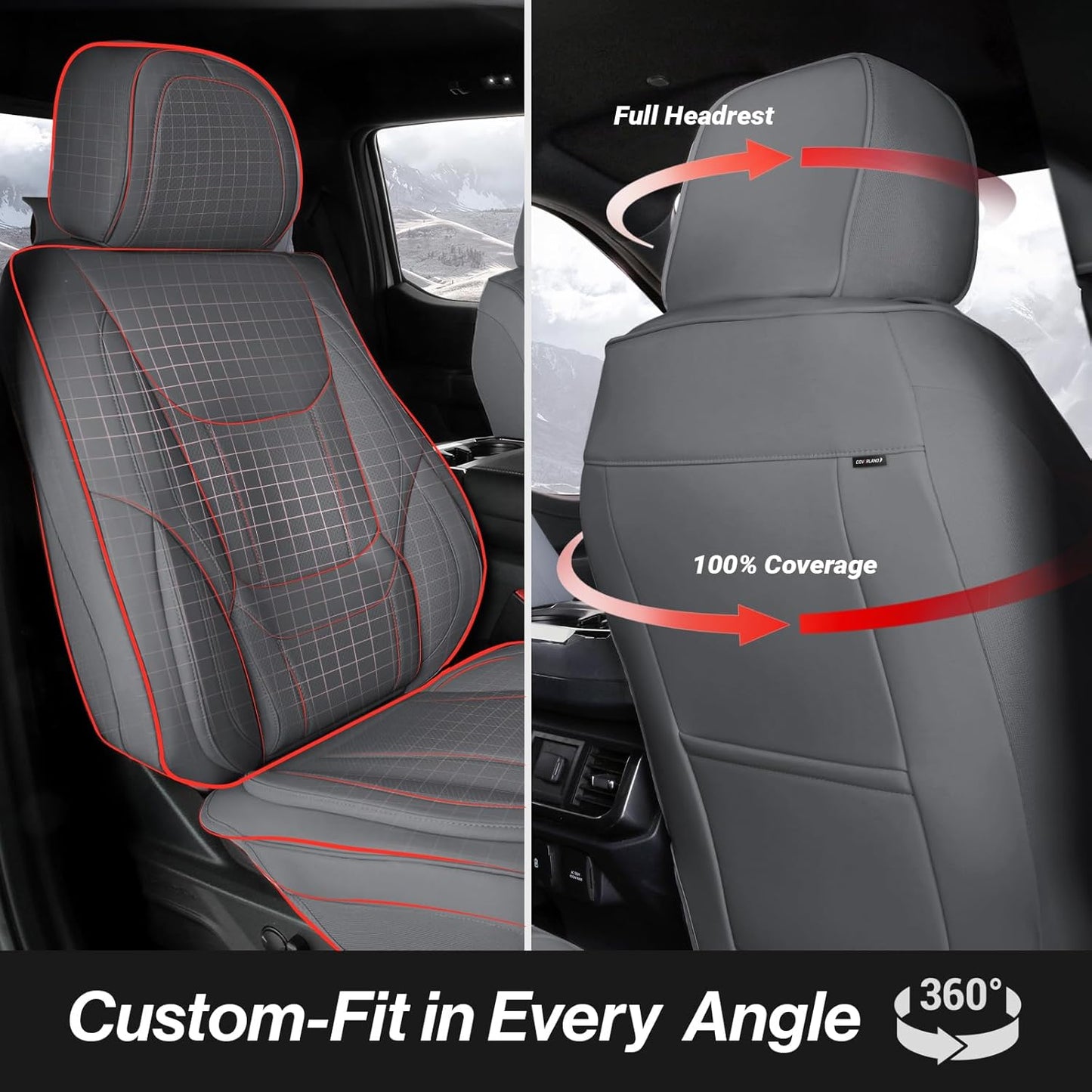 Coverland Custom Car Seat Covers Compatible with 2001-2014 Silverado 2500HD Extended Cab - Premium Leather Non-Slip Waterproof Custom Interior Protector Full Set-Dark Gray [See Size Chart-Size X140]