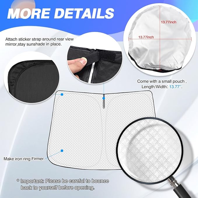Windshield Sun Shade for 2022-2025 2026 Ford E-Transit Accessories Thicken 6-Layer Front Window Sunshade Cover Sun Visor Protector Foldable Block UV Rays Keep Vehicle Cool
