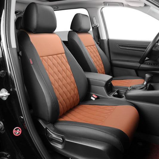 coverdream CRV Waterproof Leather Seat Covers Custom Fit for 2017-2022 Honda CRV LX,EX,SE,EX-L,Touring,Hybrid,Full Coverage,Airbag Compatible,Car Seat Protector(Full Set,Black&Brown)