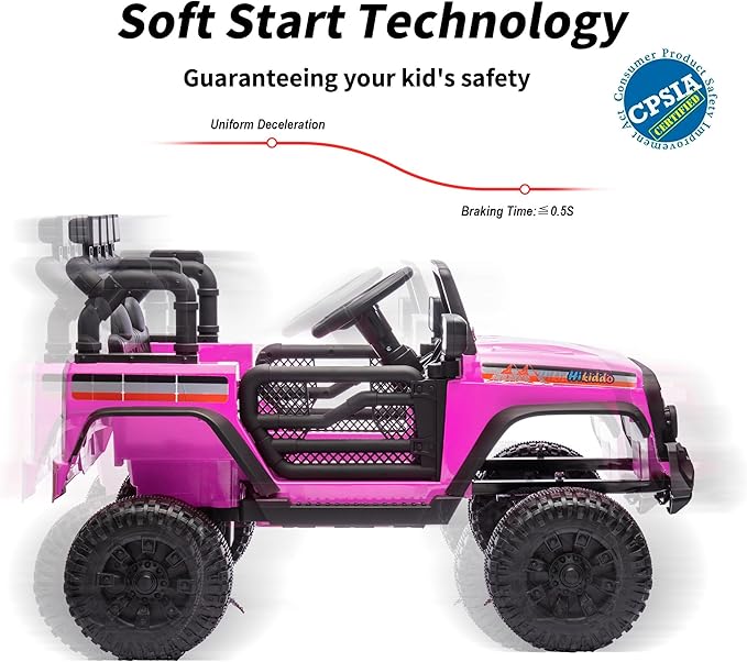 12V Kids Ride on Car Truck, Kids Electric Vehicles Car Ride on Toy for Toddlers w/Remote Control - Pink