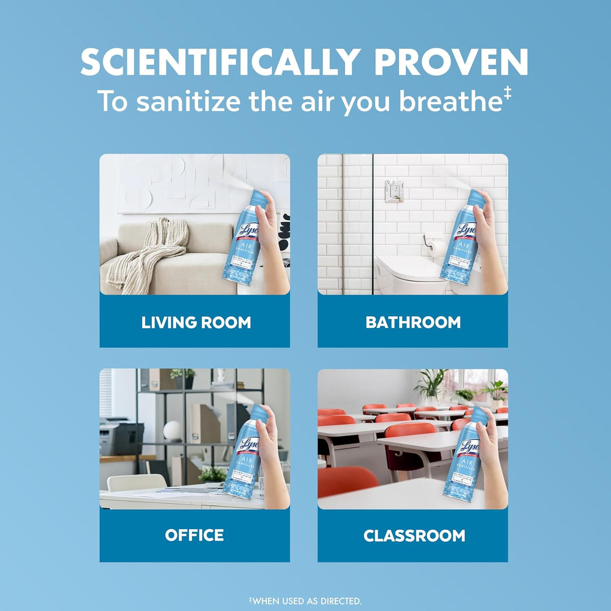 Lysol Air Sanitizer Spray with Odor Eliminator for Home & Office, Sanitizing Spray, Air Freshener Alternative, Cotton Blossom Scent, 10 oz (Pack of 3)
