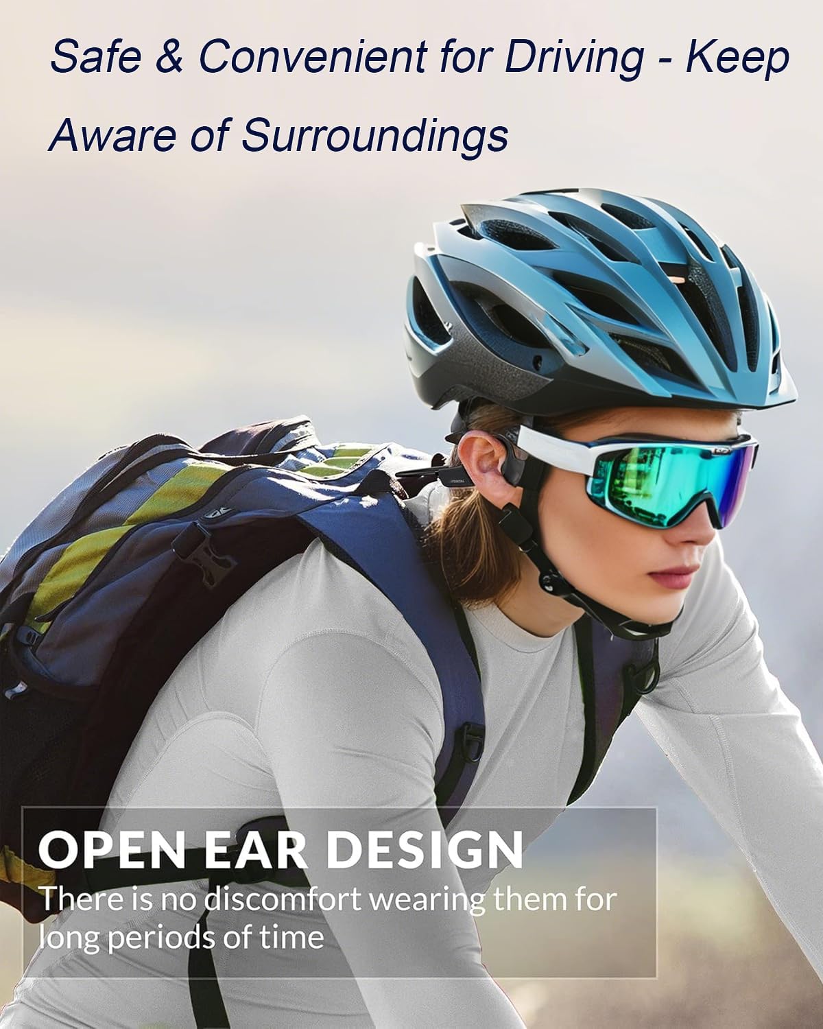 Bone Conduction Headphones Open-Ear Bluetooth 5.0, IP65 Waterproof Wireless Sport Headset with 8H Playtime, Secure Fit for Running/Cycling/Gym, HD Audio w/Mic (2025 Upgraded)