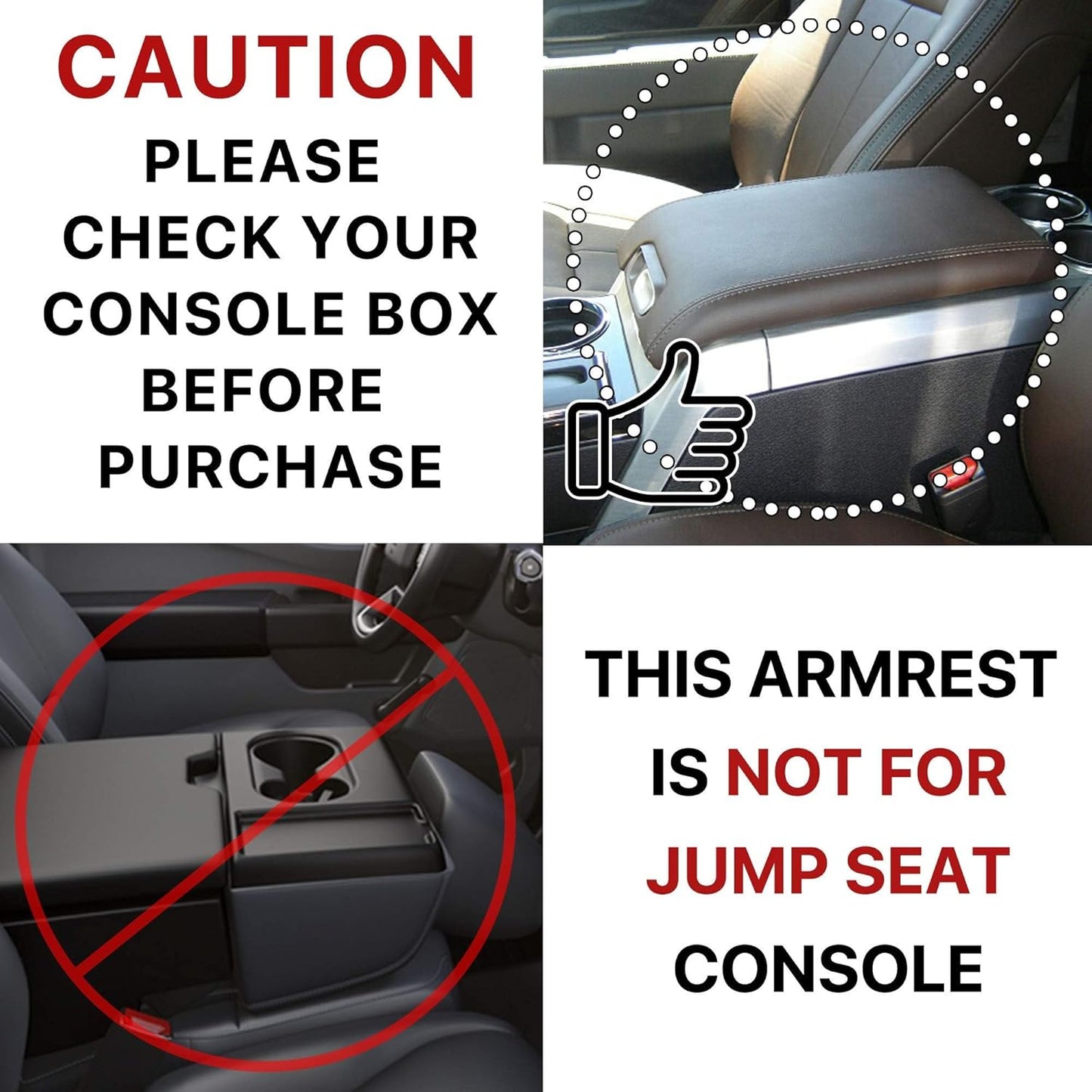KMMOTORS F150 Center Console Cover, Armrest Cushion, Interior Accessories for F150 Car Gadget, Vegan Leather, Armrest Protector (2009~2014, Black)