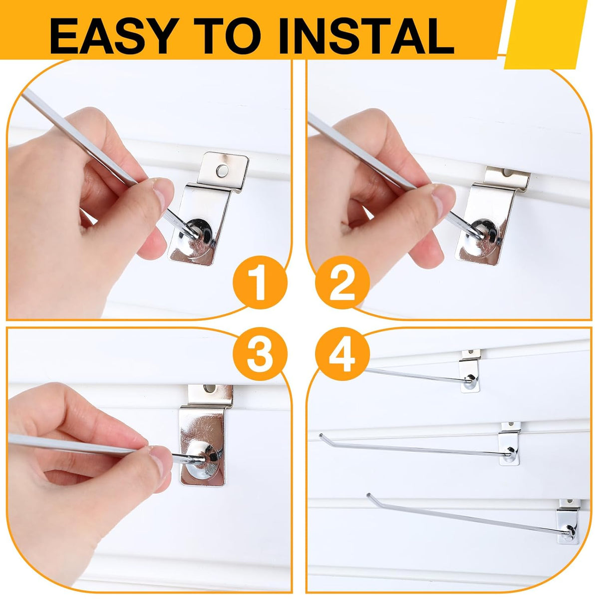 Moxweyeni 100 Pcs Heavy Duty Slatwall Panel Hooks Hanging Metal Slat Wall Hanging Hooks Silver Slat Wall Hanger Commercial Grade Slatwall Pegs Accessories for Shop Retail Display (11.8inch)