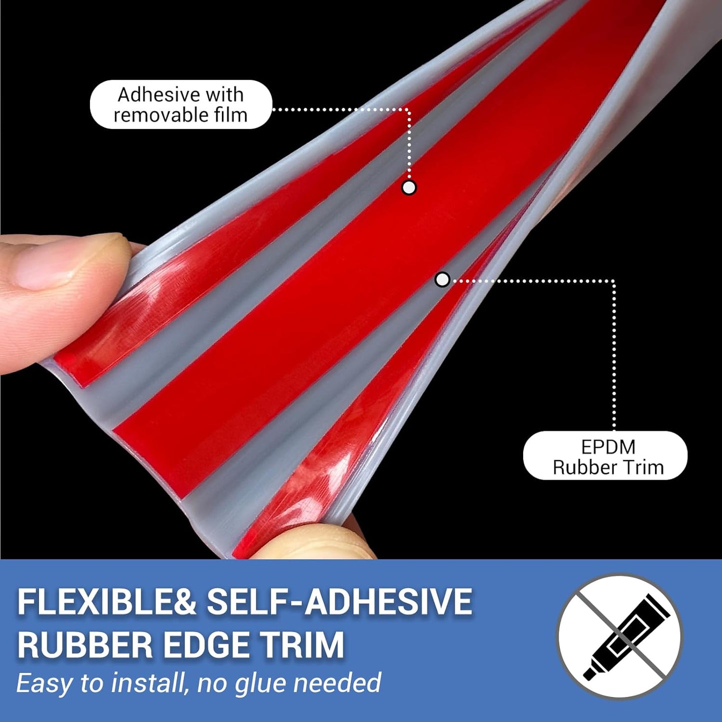 Rubber Edge Trim, Flexible Self Adhesive U Shaped Peel and Stick Edge Banding, 1-3/4"(44mm) U Channel Edge Protector, Edge Guards for Woods, Furniture, 20Ft, Grey Color