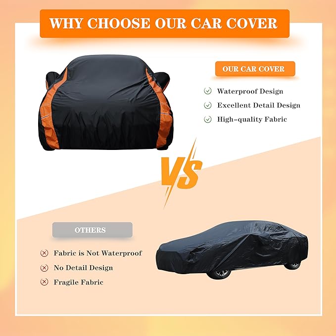 Heavy Duty Waterproof Car Cover for RAM 1500/2500/3500,Chevrolet Silverado etc. Trucks All Weather, UV Resistant, Dustproof, and Snowproof. Fit Truck Length Up to 242 inch