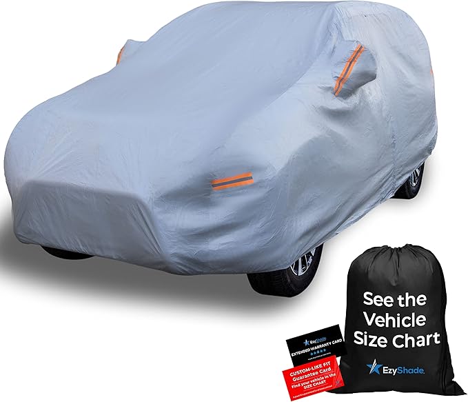 EzyShade 10-Layer SUV Car Cover Waterproof All Weather. See Vehicle Size-Chart for Accurate Fit. Outdoor Full Exterior Covers for Automobiles Heavy Duty Tarp Jeep Rav4 CRV. Size S1 (See SizeChart)