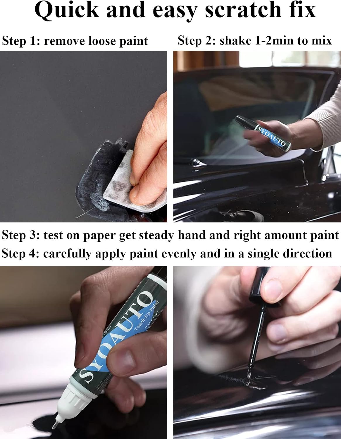 SYOAUTO Super White Touch Up Paint Fit for Toyota 040 Cars - 2 in 1 Scratch Repair Automotive Paint Remover