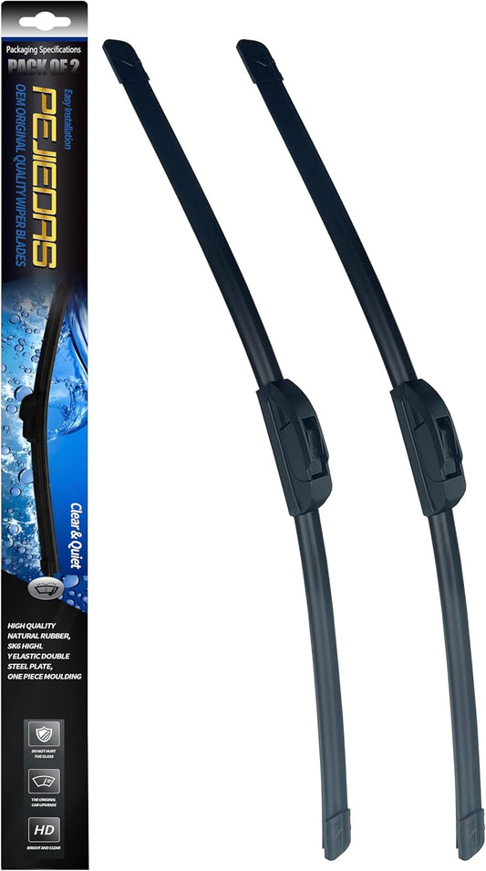 OEM Quality Front Wiper Blades, Replacement for 2016-2020 Chevrolet Spark,2016,2012-2019 Fiat 500,2012-2019 Nissan Versa, OE Original Style (24 Inch + 14 Inch Front Wiper Blades)