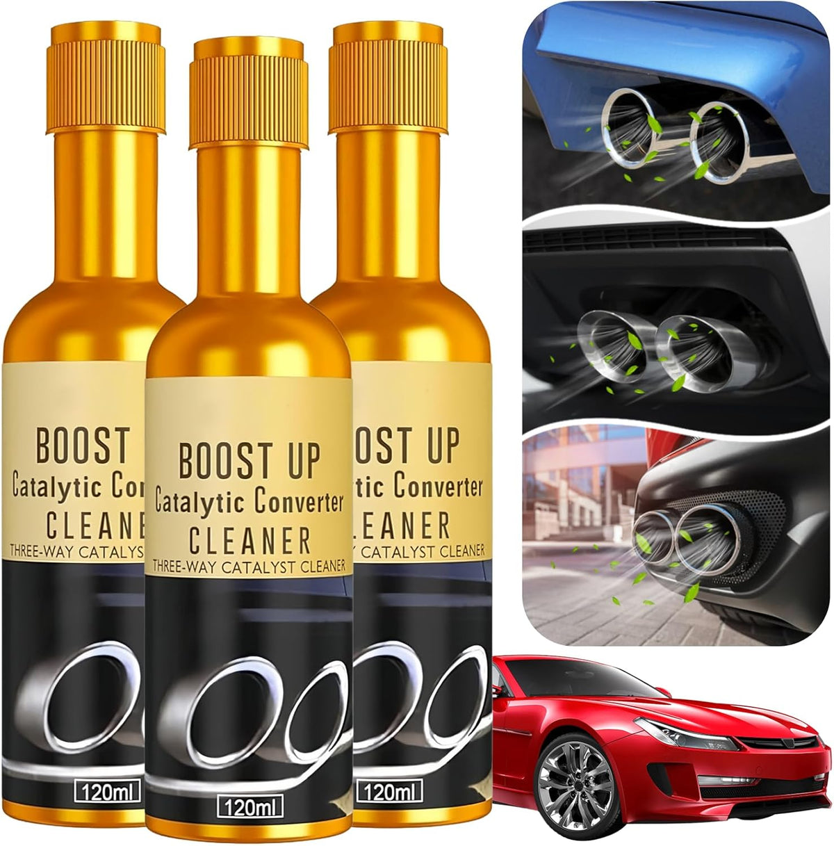 Catalytic Converter Cleaner,120 ml Auto Parts Engine Cleaner, Exhaust System Pipe Carbon Removal Treatment Additive Oil, Fuel System Treatment Oil Additive for Gas and Diesel Car (120ml-3PC)
