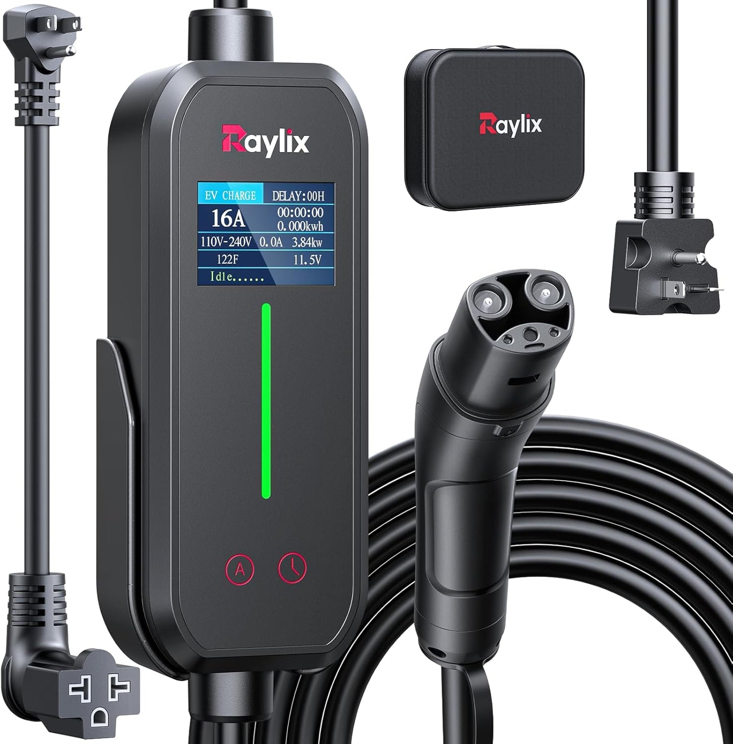 16A Level 1&2 Tesla Charger [Adjustable Current, Delay Charge & Smart Display] Tesla Mobile/Home Charger with 21 ft Cable, Mobile Connector for Model X/Y/3/S/Cybertruck, NEMA 6-20/5-15 Plug, 110-240V