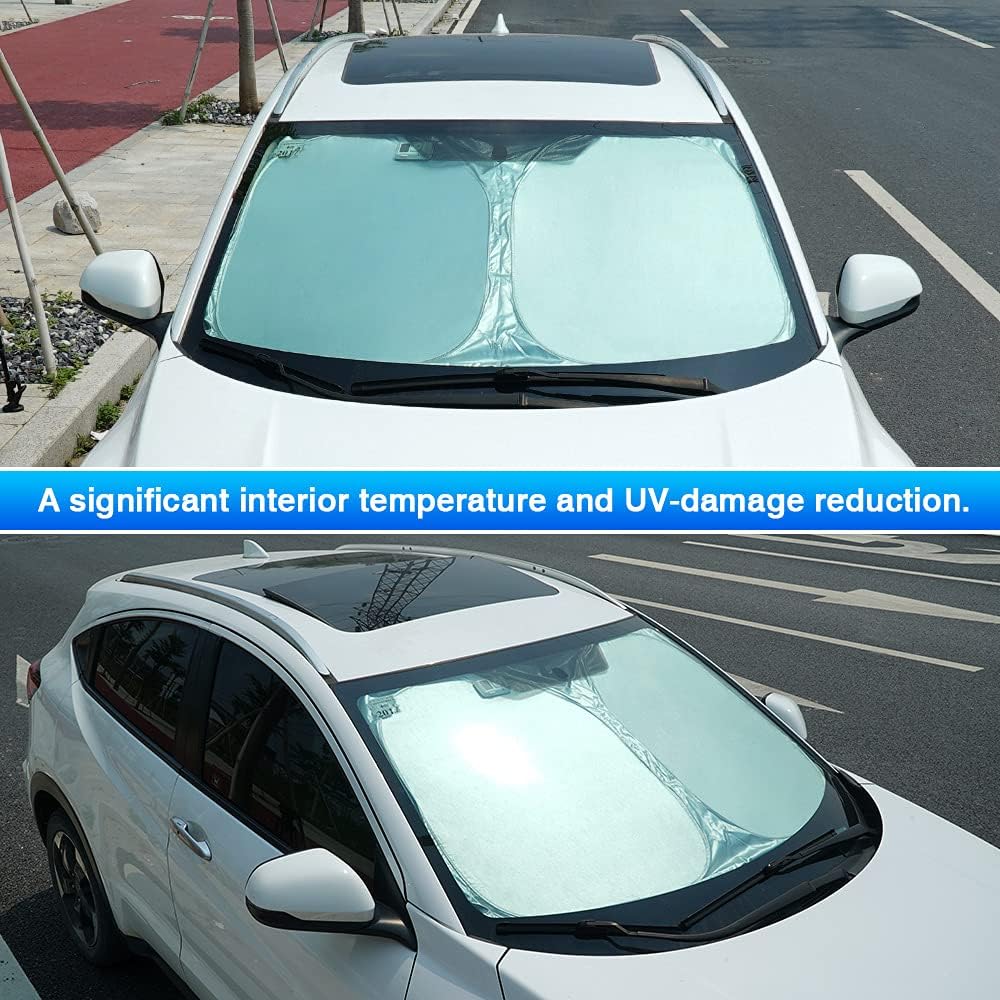 T TGBROS Windshield Sun Shade Custom Fit for 2018–2023 Kia Stinger Accessories Foldable Sun Shield Reflective Polyester Sun Visor Cover Block Heat and Sun Protection