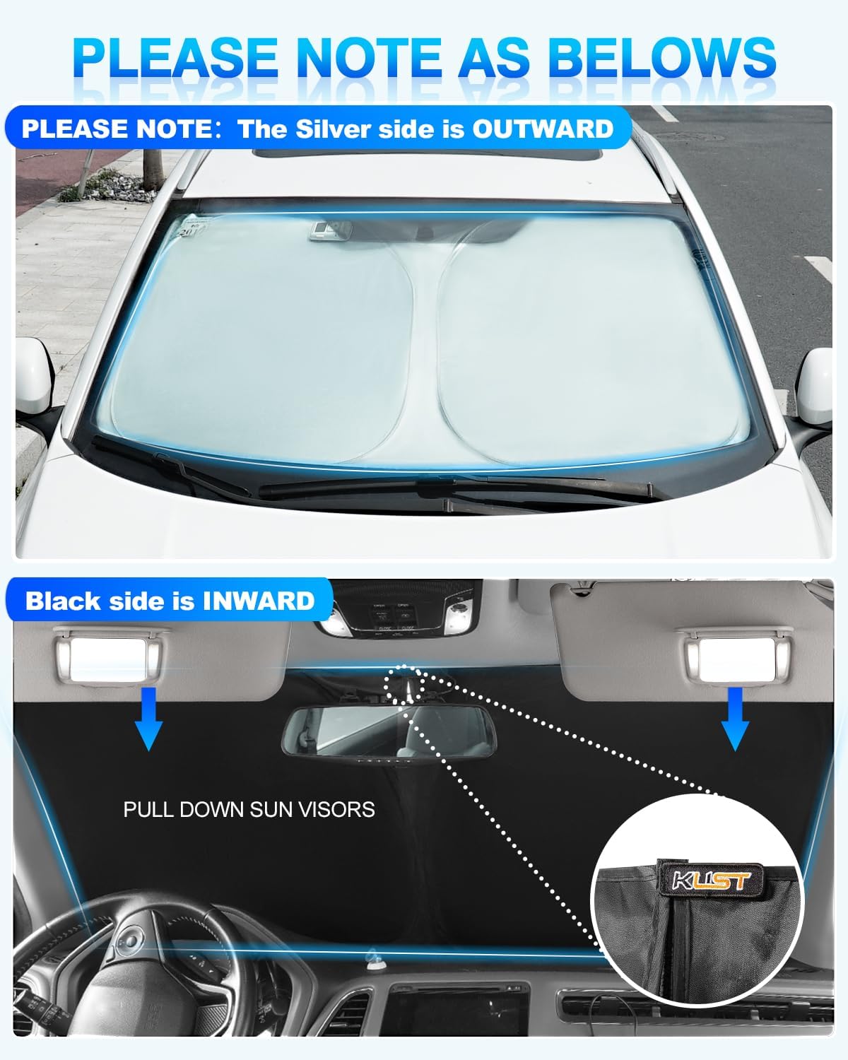 KUST Windshield Sun Shade for Lincoln Continental 2017-2020 Window Shade Sun Visor Cover Foldable Blocks UV Rays Keep Your Car Cooler