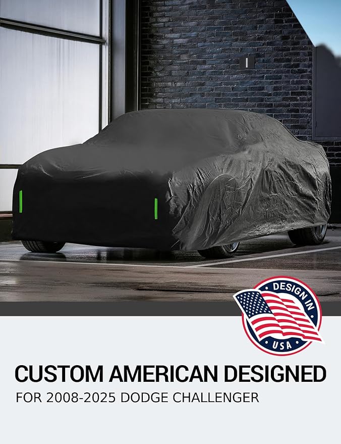Proadsy Car Cover Custom Fit for Dodge Challenger 2008-2025, Windproof Waterproof All Weather Protection, Sun Rain Dust Snow Outdoor Cover