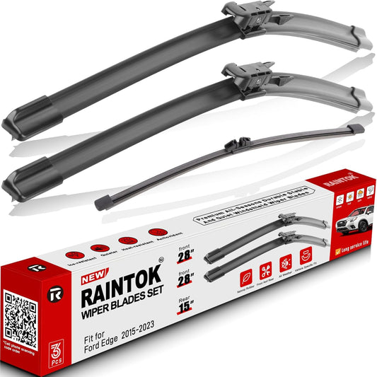 Windshield Wiper Blades Replacement for 2015-2023 Ford Edge Original Factory Quality Front Rear Wipers Blade Set for My Car - 28" 28" 15" (Pack of 3)