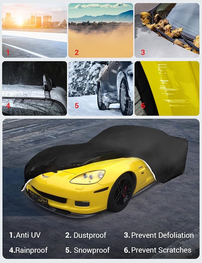 Proadsy 2025 Upgrade Car Cover Compatible with C7 Corvette 2014-2019 Windproof All Weather Waterproof Sun Rain UV Dust Snow Protection Outdoor Covers