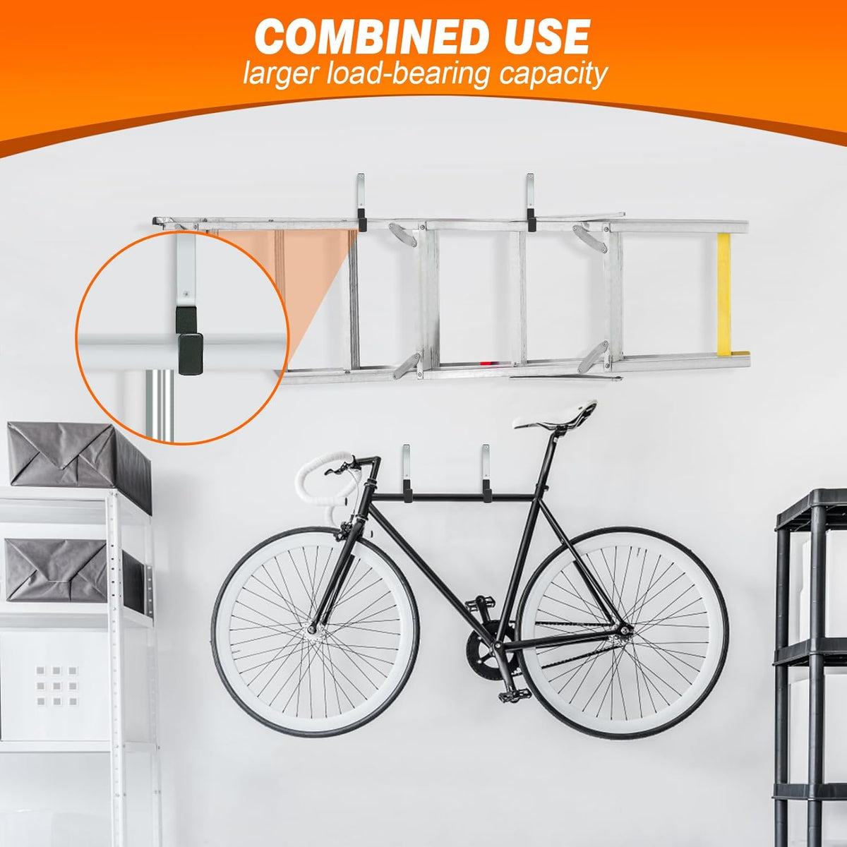 Garage Hooks Heavy Duty Bike Hooks for Garage Set of 8 Tool Organizers and Storage Wall Mount Storage Tool Holder Hanger for Garden Shed Shop Ladder