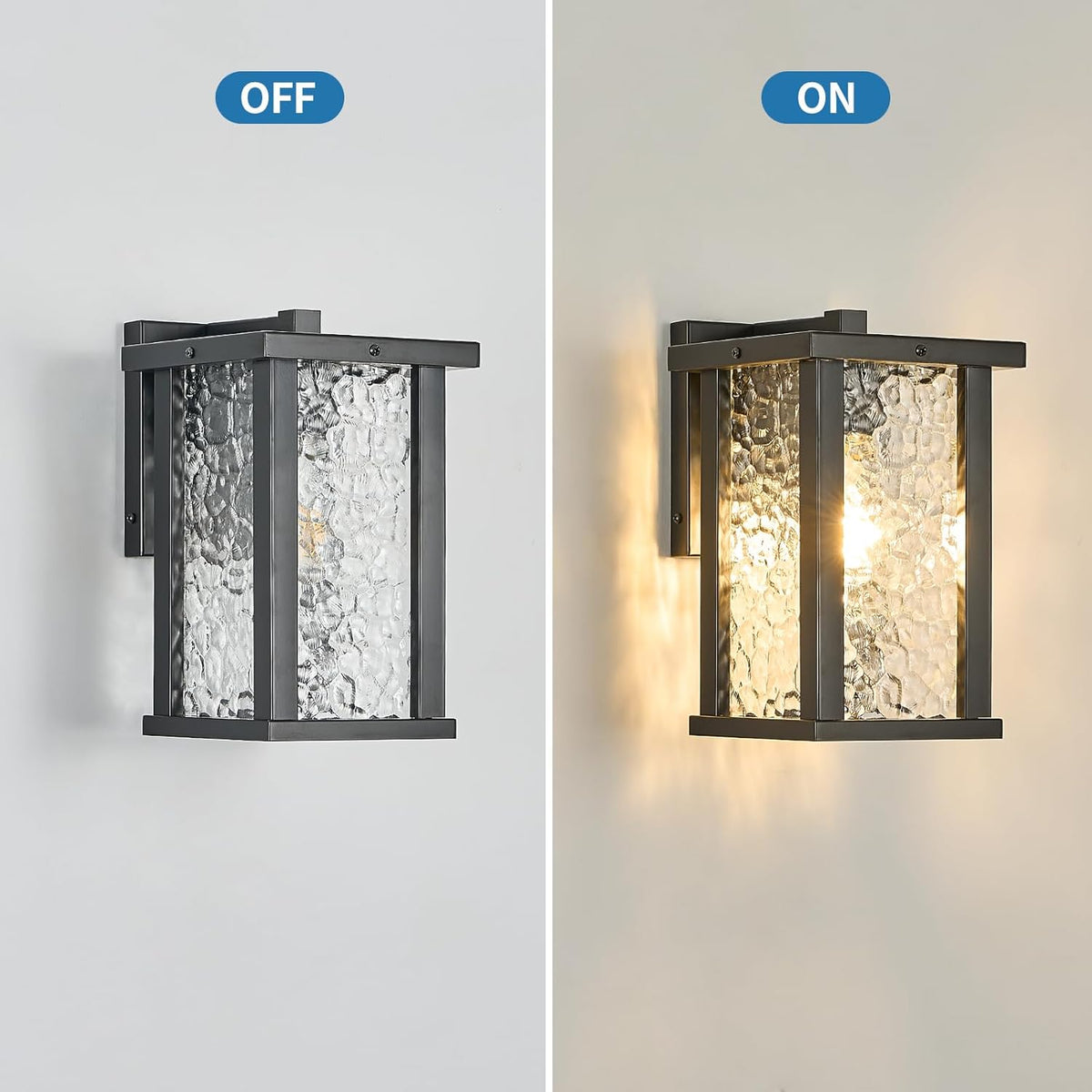 Outdoor Wall Sconce E26 Base Metal Frame - Black Exterior Light Fixture with Clear Glass, Waterproof Porch Wall Mount Lighting for Garage, Patio(Bulb not Included)