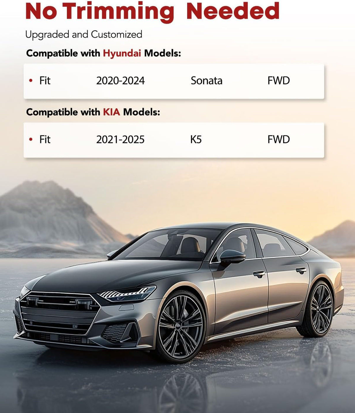 YHTAUTO Floor Mats Fit 2020-2024 Hyundai Sonata & 2021-2025 Kia K5 FWD, TPE All Weather Car Mats Waterproof Anti-Slip Odorless Floor Liner, Interior Car Accessories Front & 2nd Row Liner 2.5MM