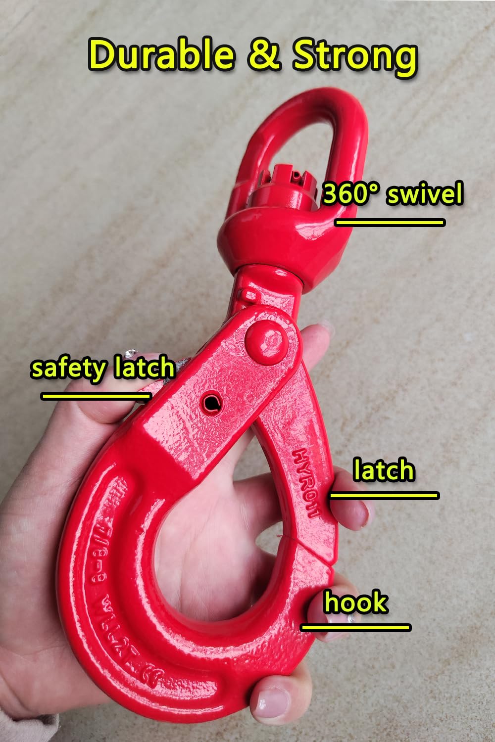 Swivel Self-Locking Hook 6944 lbs Grade 80 Swivel Self Locking Hook Heavy Duty Swivel Lifting Hook Swivel Lifting Hook Hoist Hook Sling Heavy Cargo 【3.15ton】