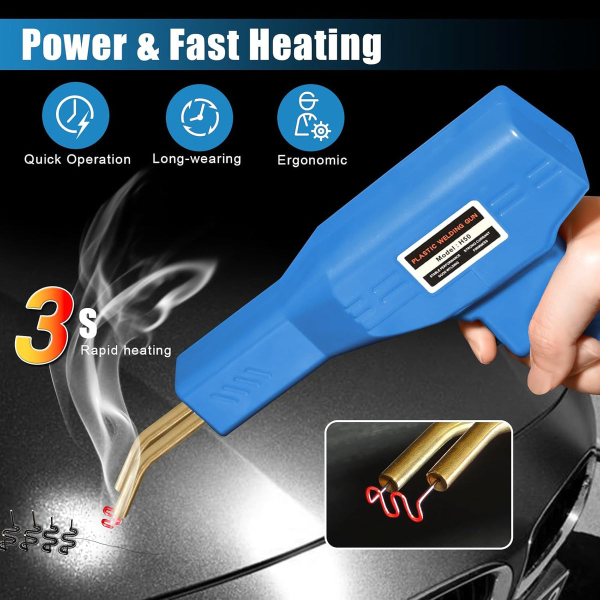 ATOLS Plastic Welder, 1000PCS Staples, Plastic Welding Kit, Hot Stapler Kit, Plastic Welder Gun Kit, Car Bumper Repair Kit, Plastic Repair Kit