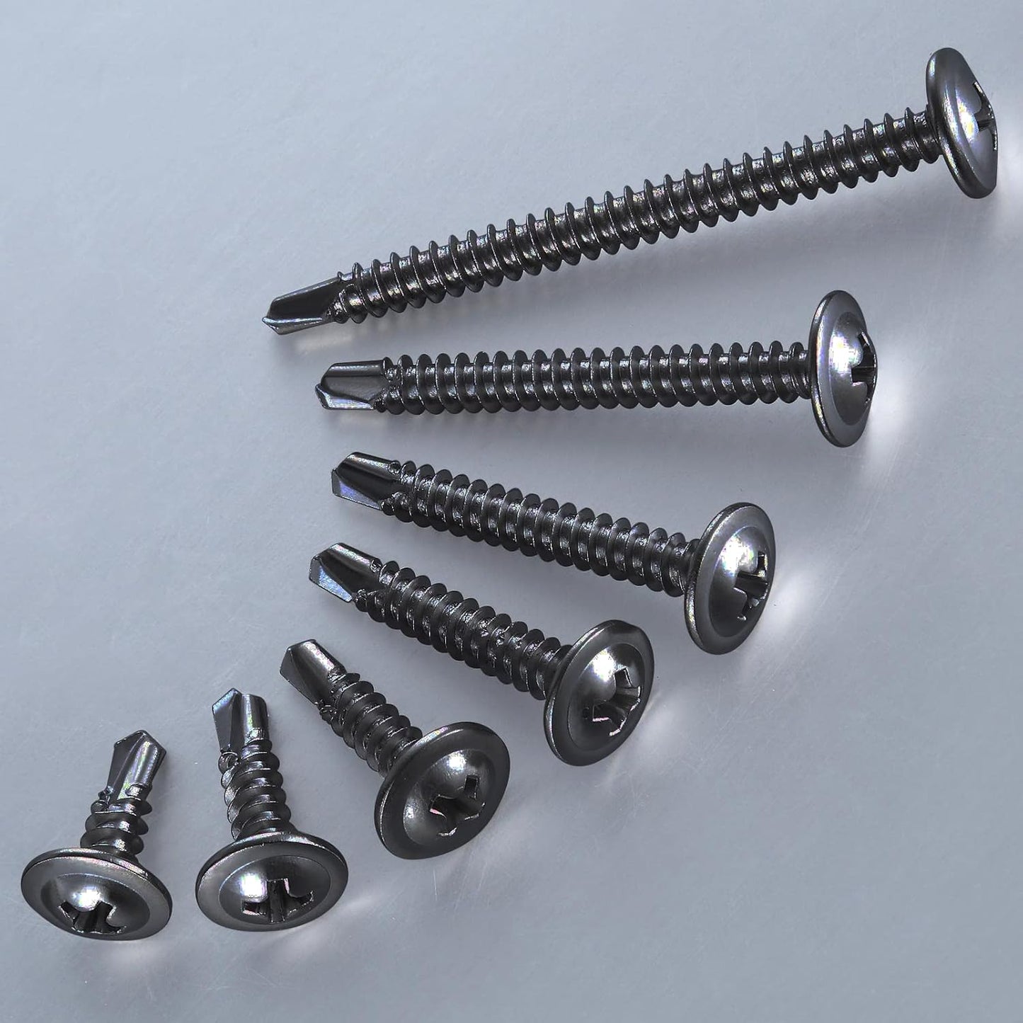 (300 pcs) Wensilon #10×5/8” for Sheet Metal Self-Tapping Screws 410 Black Stainless Steel Truss Head High-Strength Quick Tapping